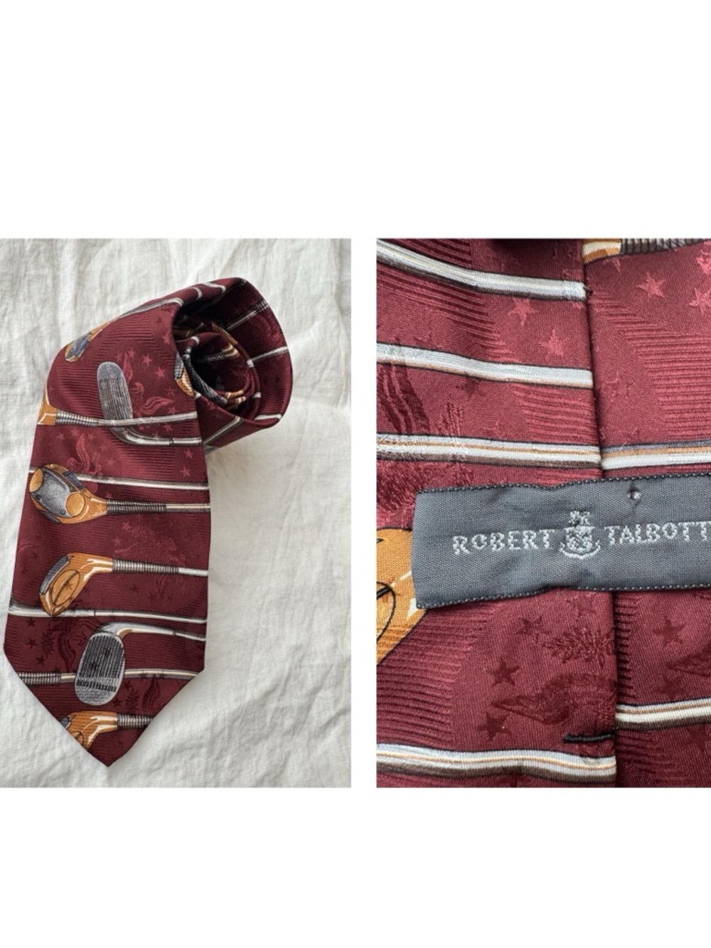 Robert Talbott Burgundy Best of Class Silk Golf Tie Novelty Father’s Day Gift